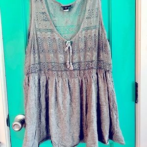 Torrid Grey Lace Tank Top Sz 3